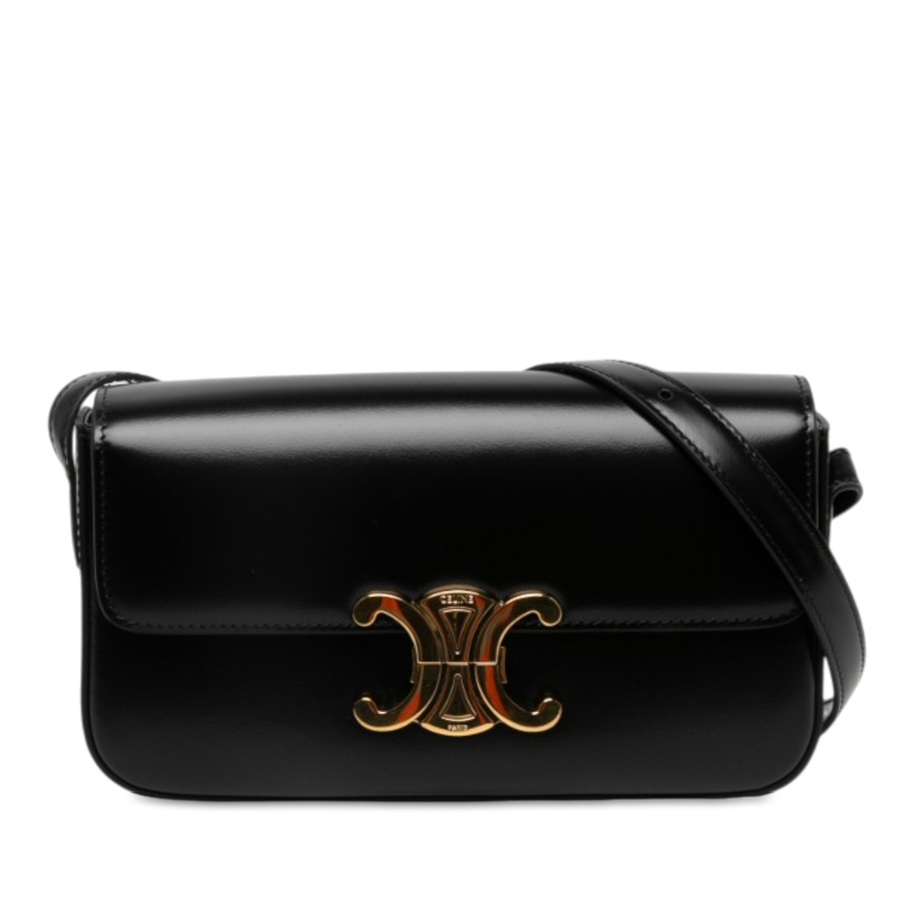Pre-Loved Celine Shiny Calfskin Triomphe Claude Shoulder Bag